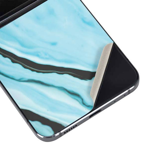 Aqua Blue Marble Ink Galaxy Z Flip5 5G Skin